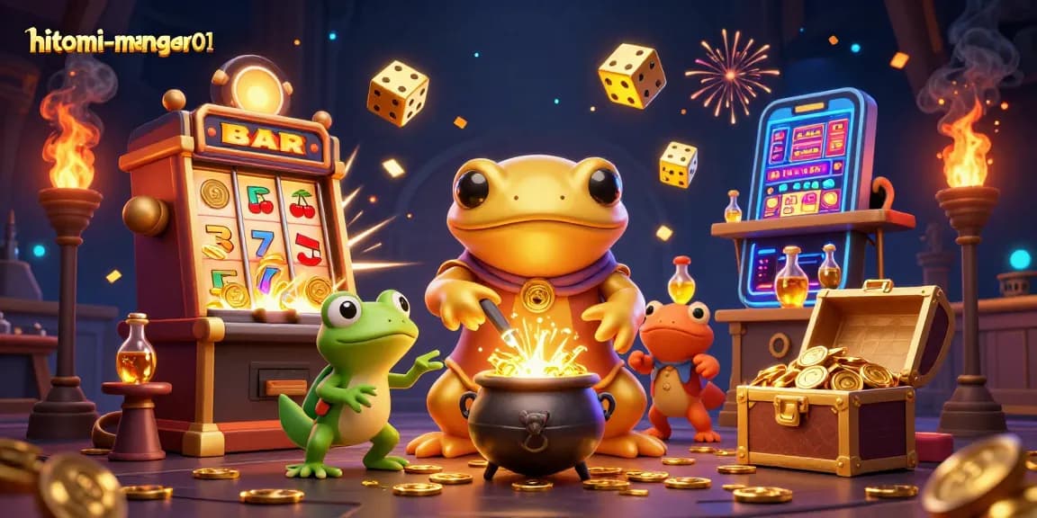 Spin reels for riches with hitomi-mangaraw01's vibrant golden gaming illustration.