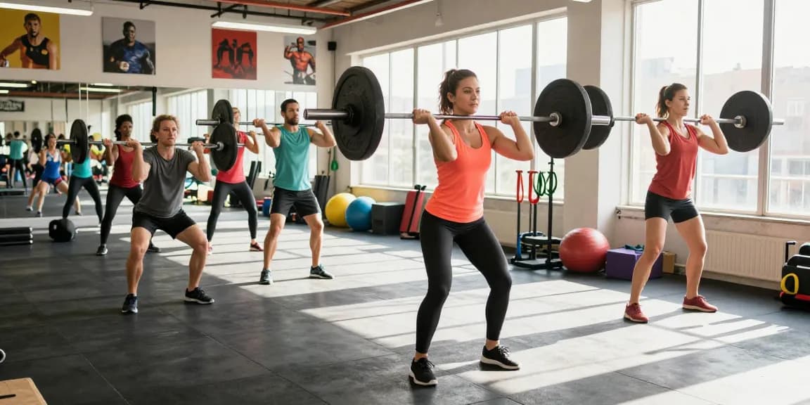 Driada Shop customers training hard in a vibrant gym environment, showcasing dedication and fitness.