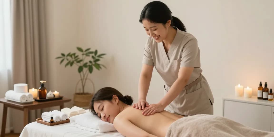 인천출장안마 서비스를 제공하는 마사지사의 편안한 홈 마사지 장면