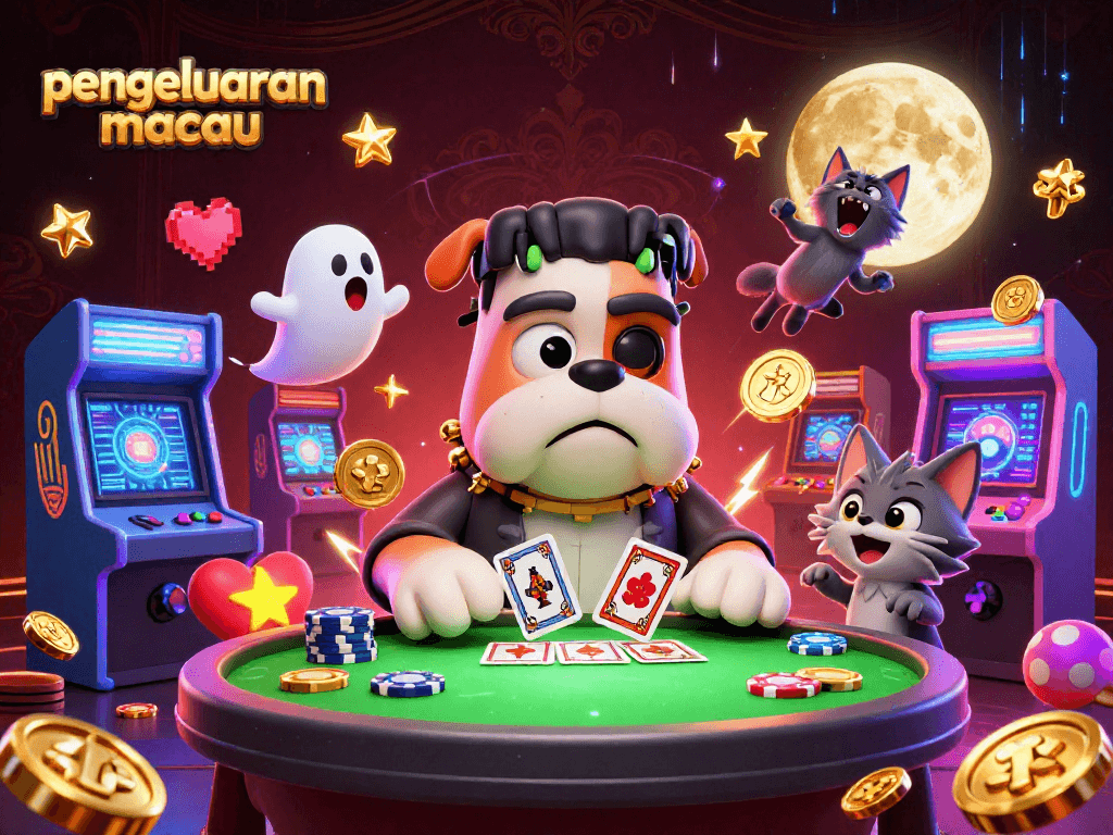 Engage with pengeluaran macau predictions through this vibrant 3D illustration depicting casino fun.