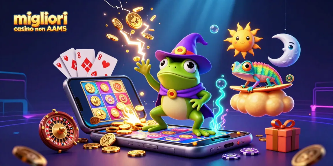 Scopri le migliori caratteristiche dei migliori casino non AAMS in una vivace scena di casinò 3D.