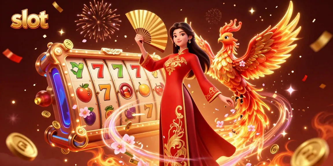 Experience thrilling slot gameplay with vibrant characters, coins, and festive elements.