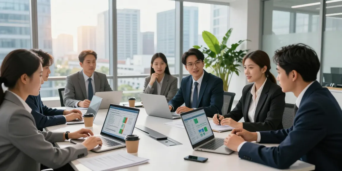Team collaborating on business energy comparison uk in a modern office.