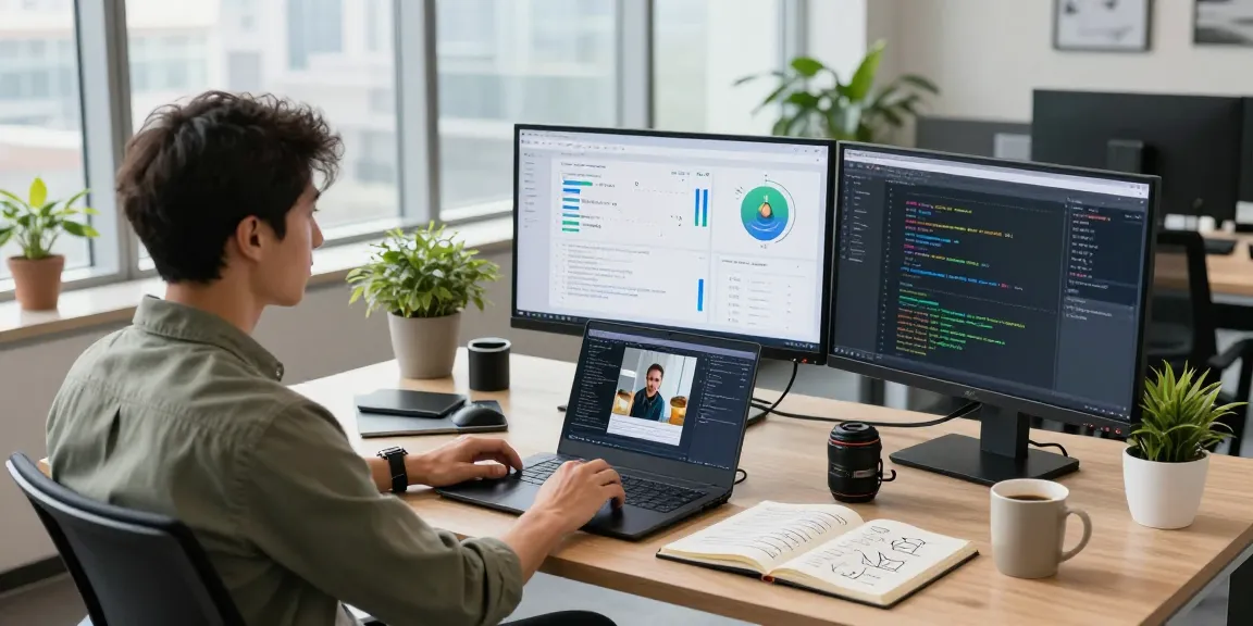 AI detector workspace with data analyst reviewing image analysis reports and monitoring AI content detection.