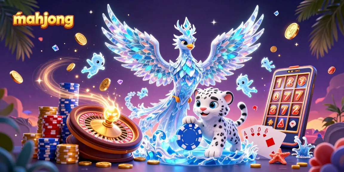 Engage in mahjong excitement with vibrant casino elements and animated characters in a dynamic scene.