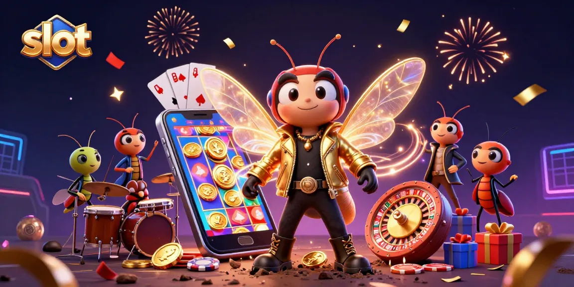 Gerakan cicada rock star dan serangkaian elemen slot yang memukau dalam ilustrasi.