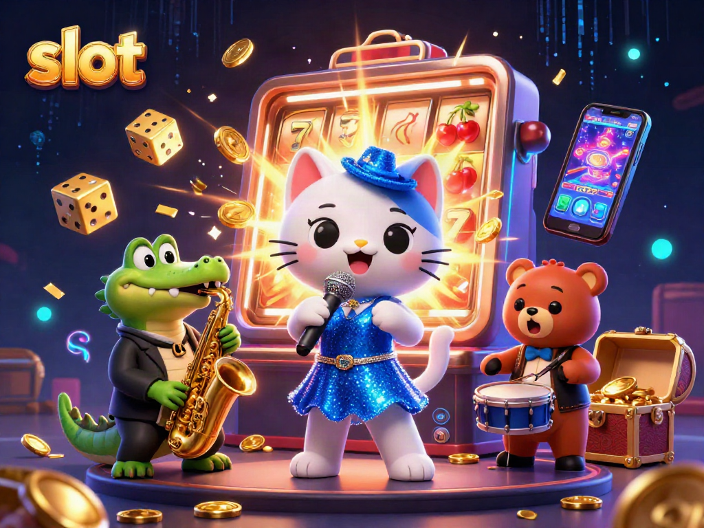 Spin the slot machine with vibrant characters jazzing it up for a winning experience.