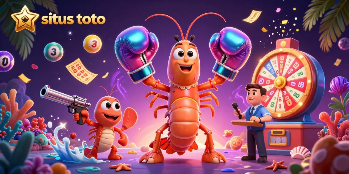 Spin and win on situs toto with vibrant lottery elements and 3D cartoon characters in action.