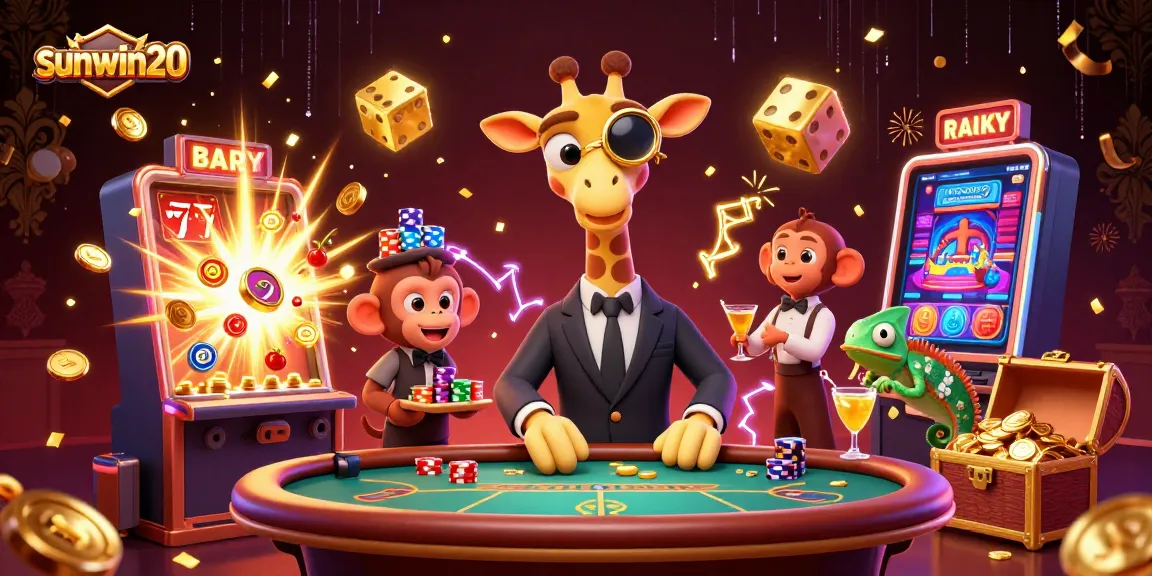 Experience thrilling wins at sunwin20 with vibrant casino action featuring giraffes and cocktails