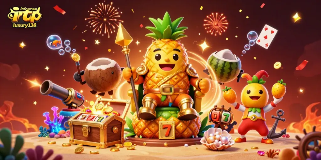 Gambar menarik tentang informasi RTP Luxury138 dengan karakter kasino dan elemen kemenangan.