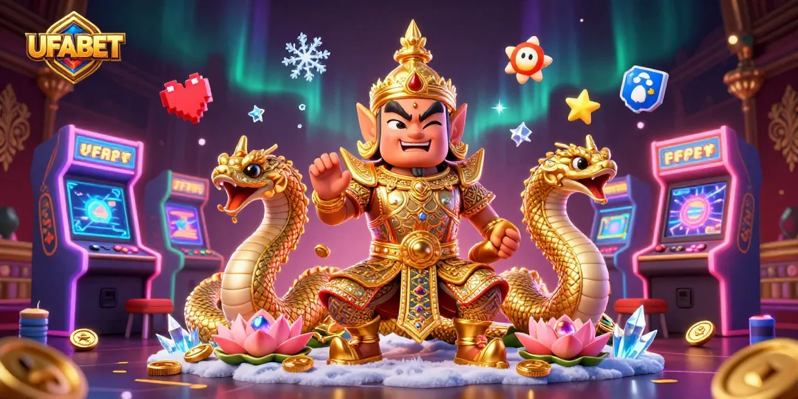 Win big with UFABET's exciting 3D gambling experience featuring Thai guardians and vibrant game elements.