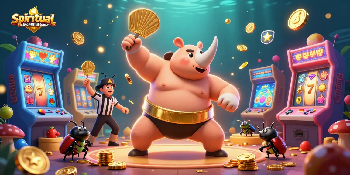 Experience the excitement with spiritualcinemaalliance in a dynamic 3D gambling scene featuring coins flying and vibrant elements.