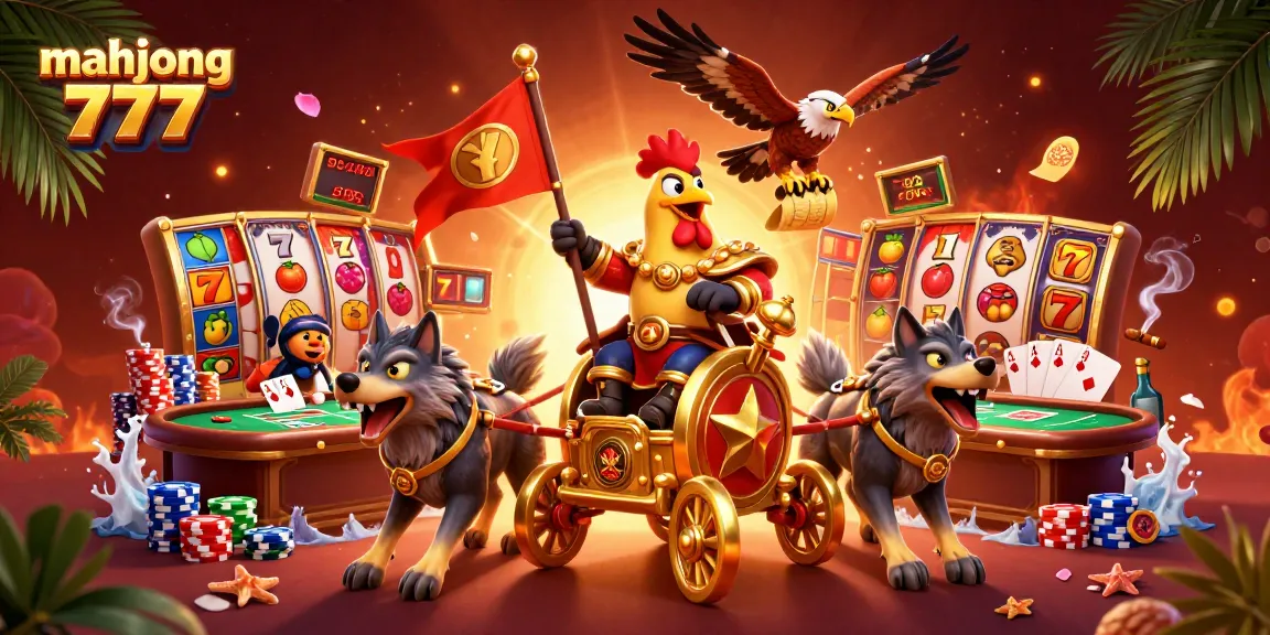 Play mahjong 777 to win big with vibrant casino elements in a dynamic 3D illustration.