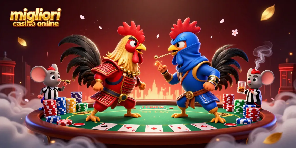 Scopri l'azione emozionante nei migliori casino online con galli dei cartoni animati in un vivace gioco di poker.