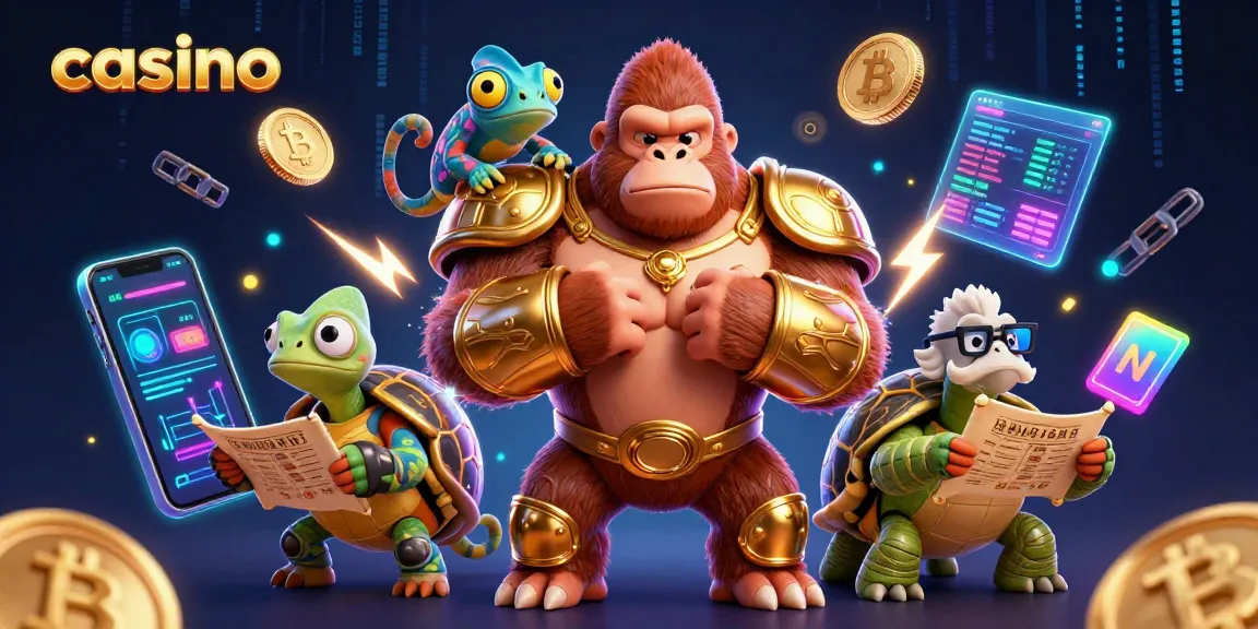 Engage in thrilling casino excitement with a powerful gorilla king and crypto companions.