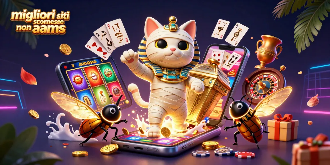 Scopri i migliori siti scommesse non AAMS con un'immagine vivace ricca di elementi di gioco.