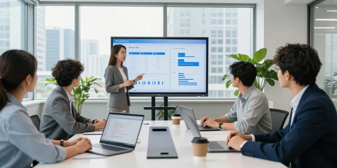 Team collaborating in a modern office using WPS下载 for seamless document sharing and editing.