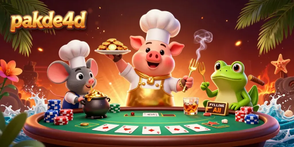 Experience pakde4d's vibrant casino scene featuring gold coins and colorful poker chips.