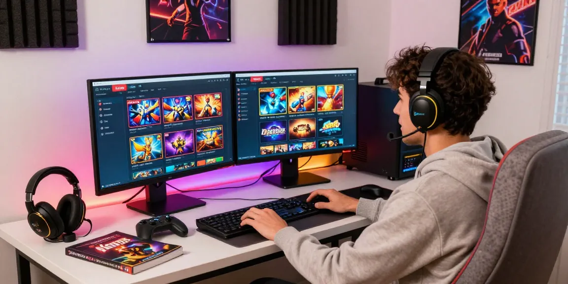 The dynamic hero138 online gaming platform scene with an enthusiastic player enjoying various games and surrounded by vibrant graphics and gaming gear.