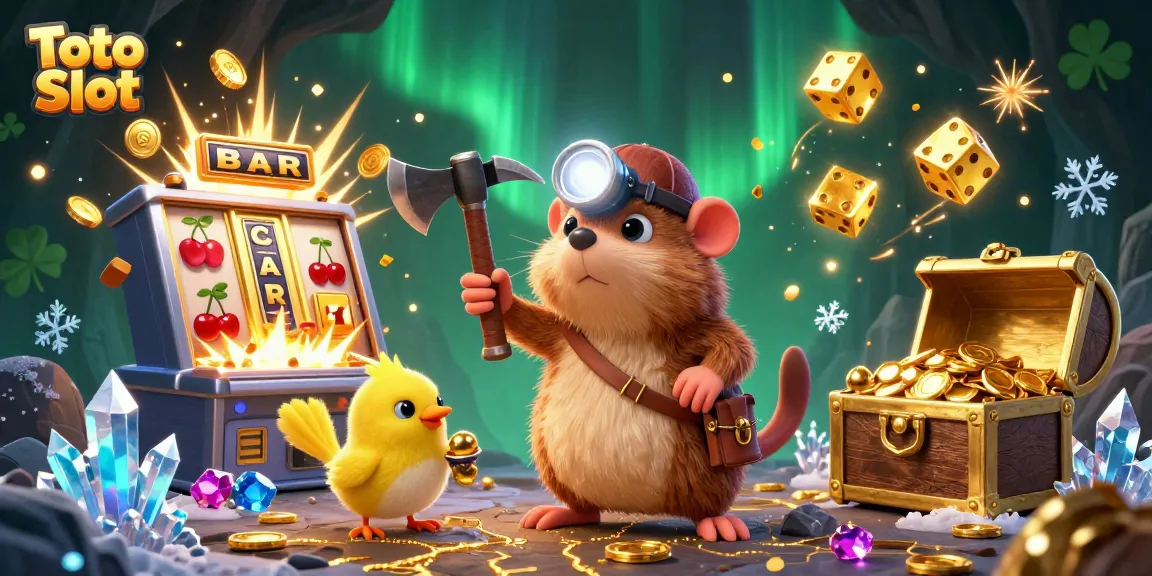 Mainkan Toto Slot dengan karakter pemandu harta yang mencari koin emas berkilauan.