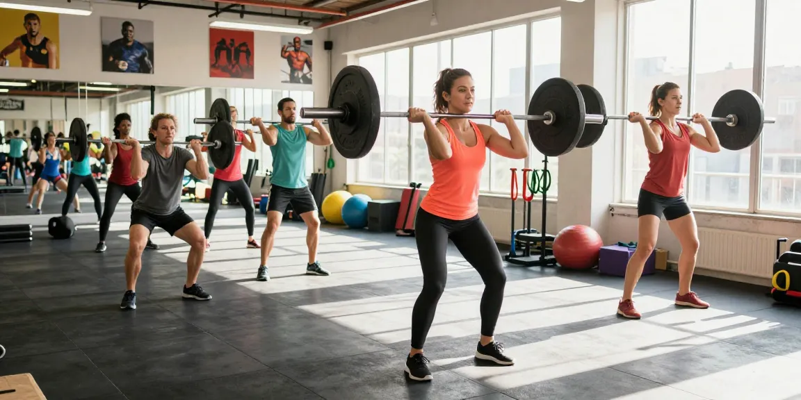 Driada Shop customers training hard in a vibrant gym environment, showcasing dedication and fitness.