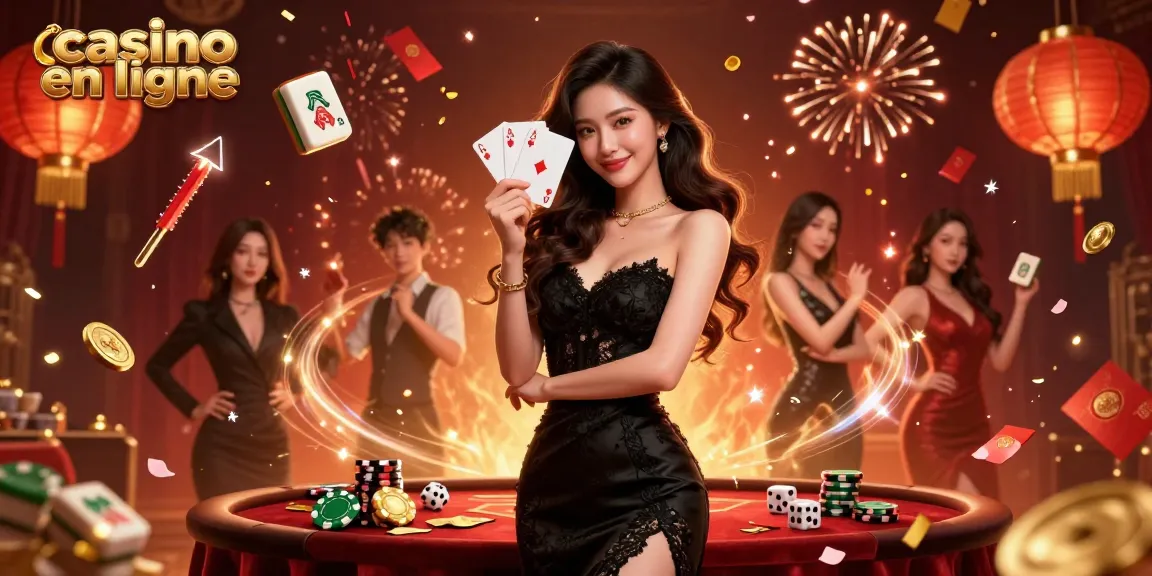 Vivez l'excitation au casino en ligne avec cette illustration dynamique et vibrante d'un moment gagnant dans un cadre luxueux.