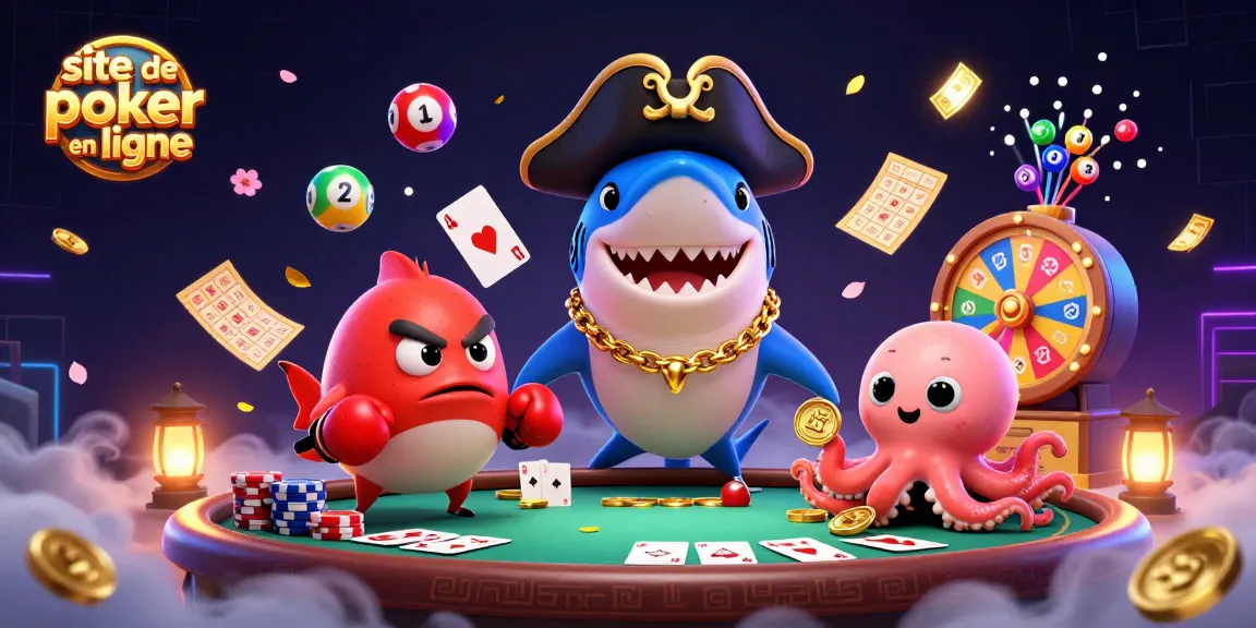 Gagnez en jouant sur un site de poker en ligne avec des personnages amusants et des éléments dynamiques.