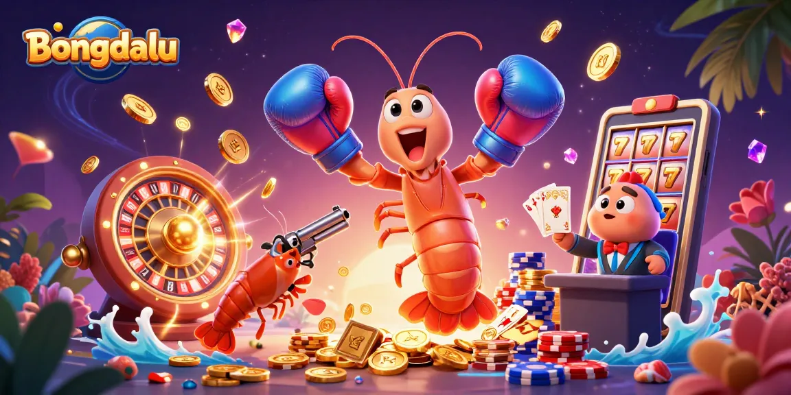 Bongdalu showcases vibrant underwater characters amidst a dynamic casino scene with gems and coins.