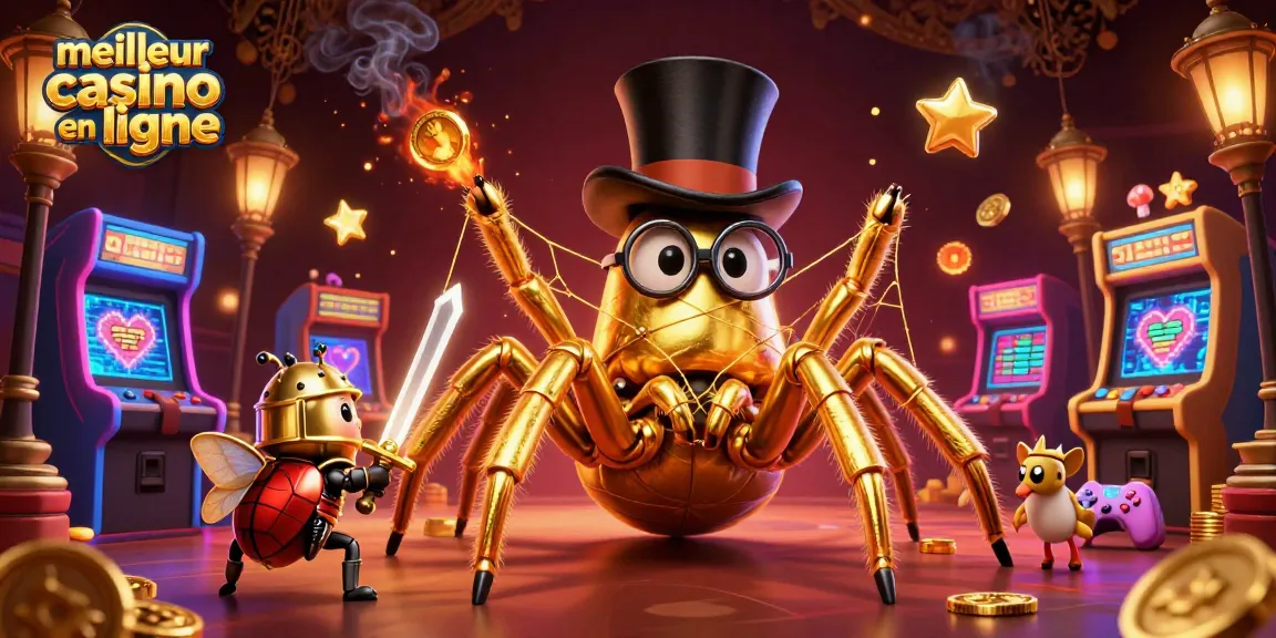 Il s'agit de la scène du meilleur casino en ligne avec tarentule dorée et chevalier, remplie de détails.