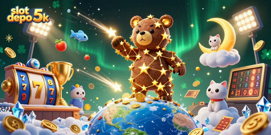 Experience the thrill of slot depo 5k with vibrant games illustrated in this colorful digital art.