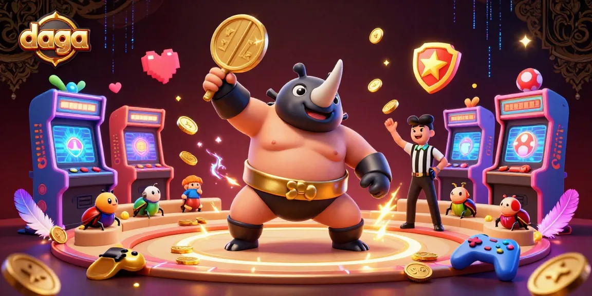 Daga's vibrant online casino scene showcases a cockfighting beetle in action, enriched with dynamic gaming elements.