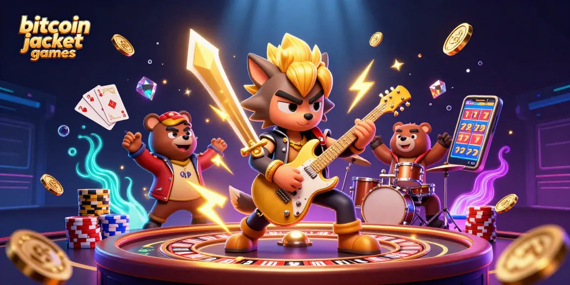 Engage in thrilling bitcoin jackpot games with vibrant wolves and bears on a dynamic casino stage.