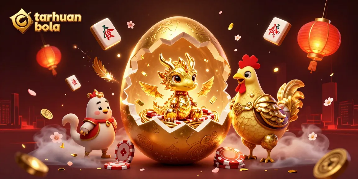 Experience taruhan bola excitement with a golden dragon and vibrant casino elements in a stunning illustration.