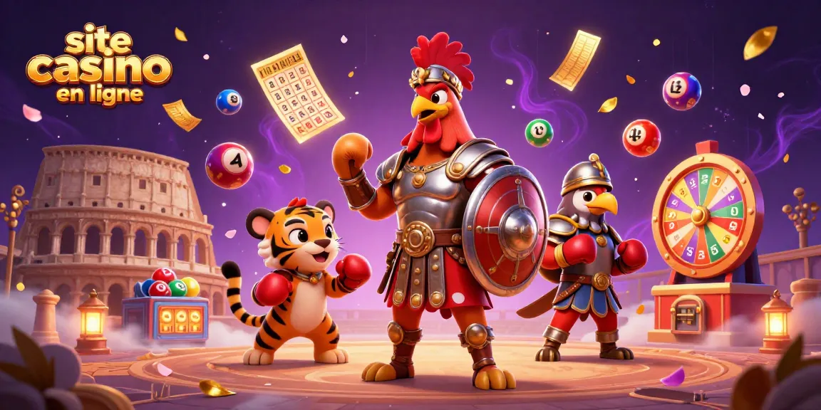 Plongez dans l'univers du site casino en ligne avec cette illustration animée de jeux et de gains.