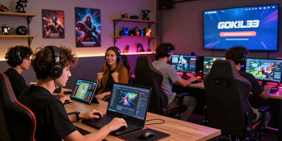 Gamer menggunakan GOKIL33 untuk mendaftar akun resmi dengan suasana lounge modern di https://levitraps.com.