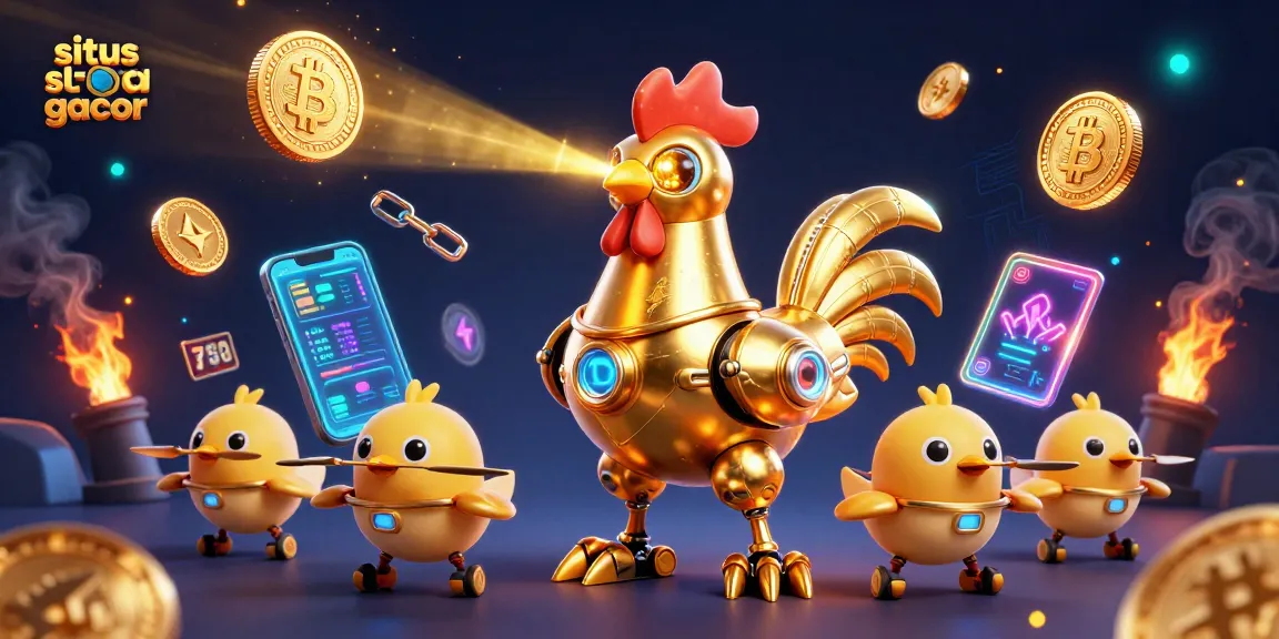 Engage in situs slot gacor excitement with a vibrant 3D casino scene full of animated characters and crypto symbols.